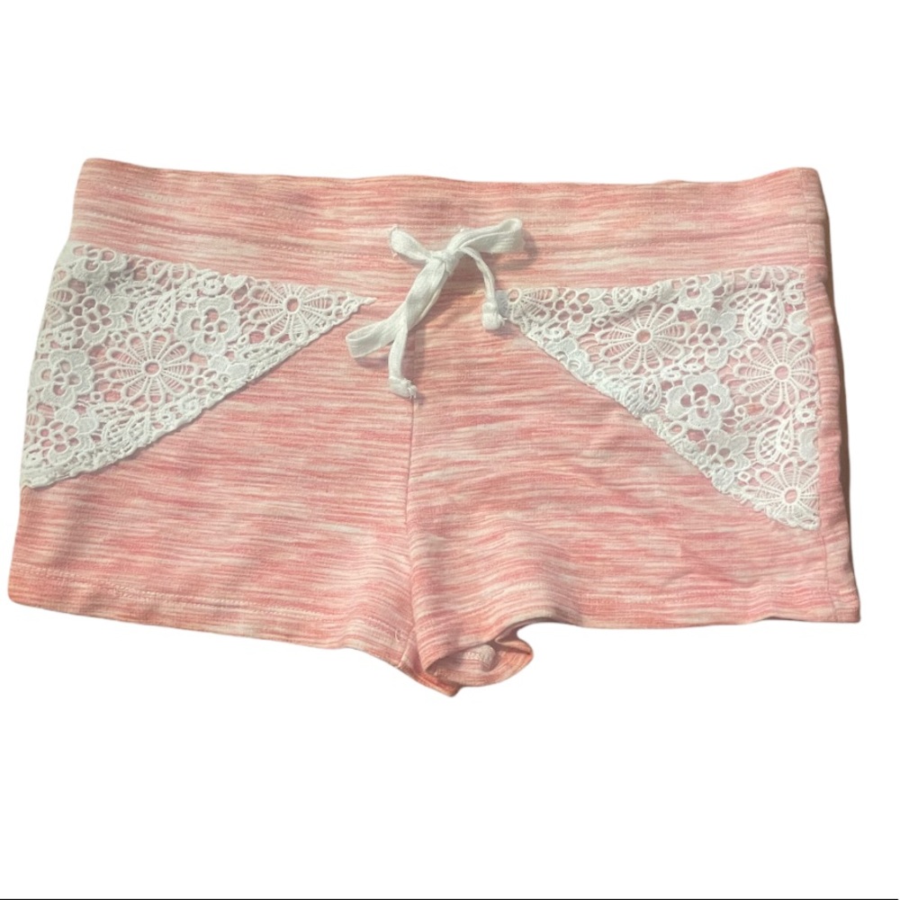 No Boundaries Pink Shorts with White Lace